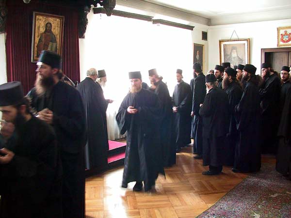 Serb monks from Kosovo-Metohija and Raska receive a blessing from His Holiness Serb Patriarch Pavle