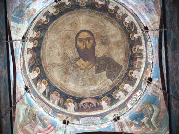 View of the Christ Pantocrator in the dome of the church, Visoki Decani Monastery, Serbia, XIV Century