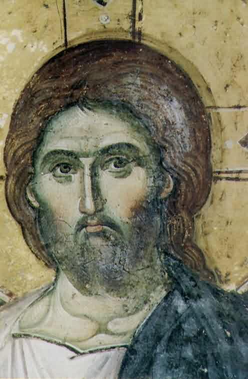 The head of Lord Jesus Christ - painted by Manuil Panselinos, Protaton, Mt. Athos, 14th century