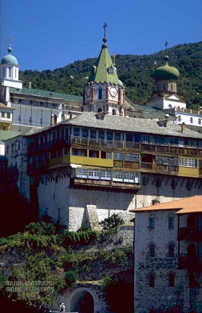 From outside the monastery, you can see the domes and the bell towers