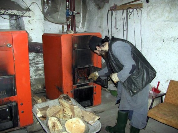Working with the heating system, Visoki Decani Monastery, Serbia