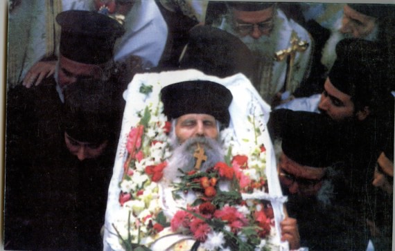 Abbot Jacov with his body in the coffin, but with his soul in the Kingdom of God