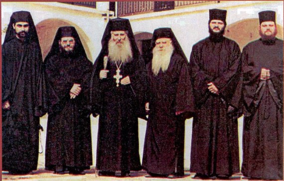 Abbot Jacov together with the other fathers of the Holy Monastery of Blessed David (1989)