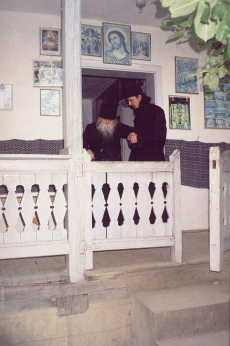 Fr. Cleopa with a young monk, at his cell's entrance (4)