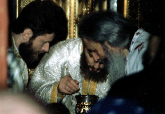 Fr. Rafail during the Divine Liturgy - St. Nicholas Church, Bucharest, 2002 (4)