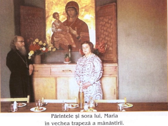 Fr. Sophrony together with his sister, Mary, in the old refectory of the monastery