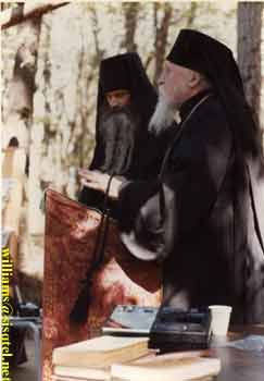 Translating a lecture by Archbishop Anthony at the Saint Herman Summer Pilgrimage, August 1980 (1) - Copyright  The Blessed Seraphim Hermitage