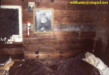 The interior of the cell and Blessed Seraphim's bed. One may observe that where Bl. Seraphim's head would lay the wall is stained from the oil off his head - Copyright  The Blessed Seraphim Hermitage