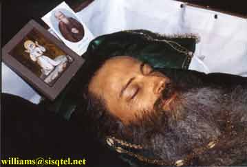 Blessed Seraphim in Repose. One may notice that his skin is a golden color and his face seems almost to glow. September, 1982 - Copyright  The Blessed Seraphim Hermitage