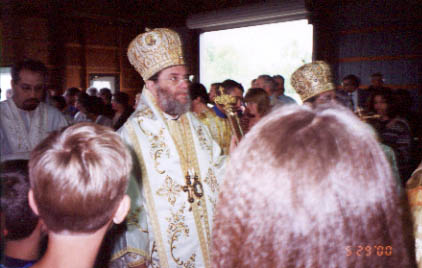 21. Procession and Divine Liturgy - Looking through the crowd at the hierarchs, at center is Bishop Basil (Essey) of the Antiochian Archdiocese of North America, which evolved out of the see of St. Raphael after his death and the rise of Communism in Russia. Photo courtesy of Matushka Sissy Yerger