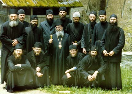 The first brotherhood of Crna Reka Monastery, Serbia, just after Fr. Artemije's election for a bishop of Raska and Prizren Diocese, May 1991