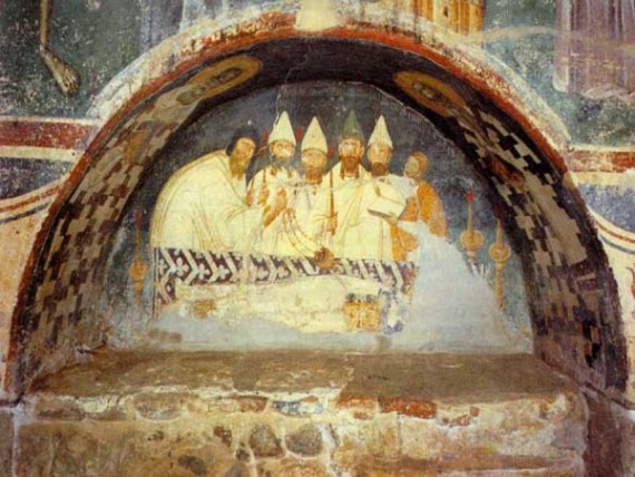The tomb of the Serb Orthodox Bishop Theodore of Lipljan 'Ulpiana', 14th century Gracanica Monastery