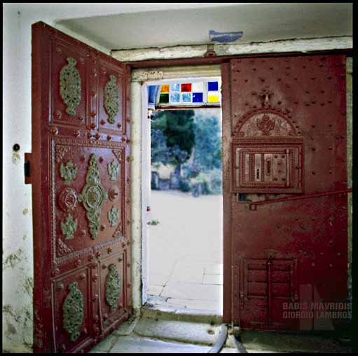 All the doors of the monastery are heavy and coated with heavy metals