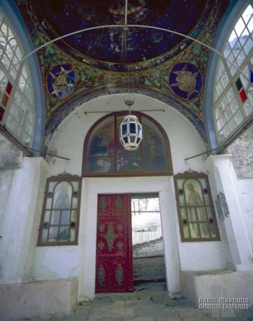 The entrance of the Megistis Lavros monastery