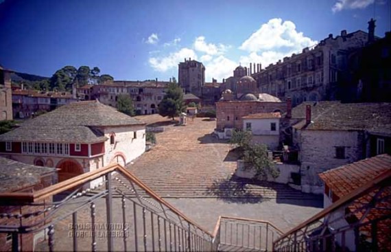 An inside look at the large monastery of Batopediou