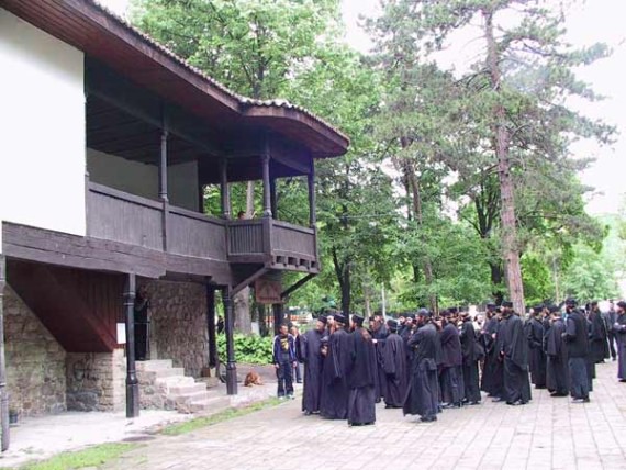 In front of the Spiritual center of St. Bishop Nikolai of Zica in Kraljevo, Serbia