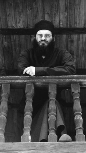 A view from the terrace, Visoki Decani Monastery monk, Serbia