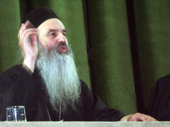 Fr. Rafail Noica talking at religious conference in Bucharest - November 2002 (1)