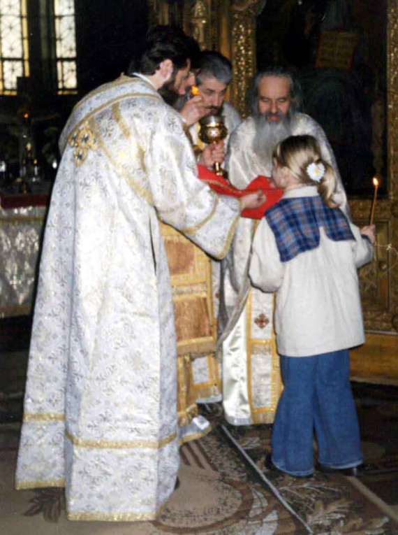 Fr. Rafail during the Divine Liturgy - St. Nicholas Church, Bucharest, 2002 (1)