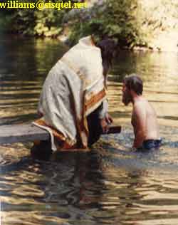 Baptizing a local 'American Convert' (August, 1980) - Copyright  The Blessed Seraphim Hermitage