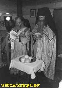 Bl. Seraphim with Fr. Deacon (now Priest) Vladimir Anderson in Willits California - Copyright  The Blessed Seraphim Hermitage