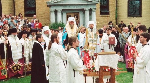 9. Vigil - Antiochian Auxiliary Bishop Basil (cut off), OCA Bishop Job of Chicago, OCA Archbishop, and host, Herman of Philadelphia, OCA Archbishop Peter of New York, Russian Metropolitan Sergei (Russian Patriarchate Chancellor), Metropolitan Savva of Warsaw and all Poland, OCA Metropolitan Theodosios of North America, Polish Archbishop Adam